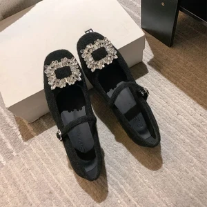Fashion Women Shoes Woolen Vamp Pumps Beautiful Crystal High Heel Shoes Elegant Party Dress Shoes