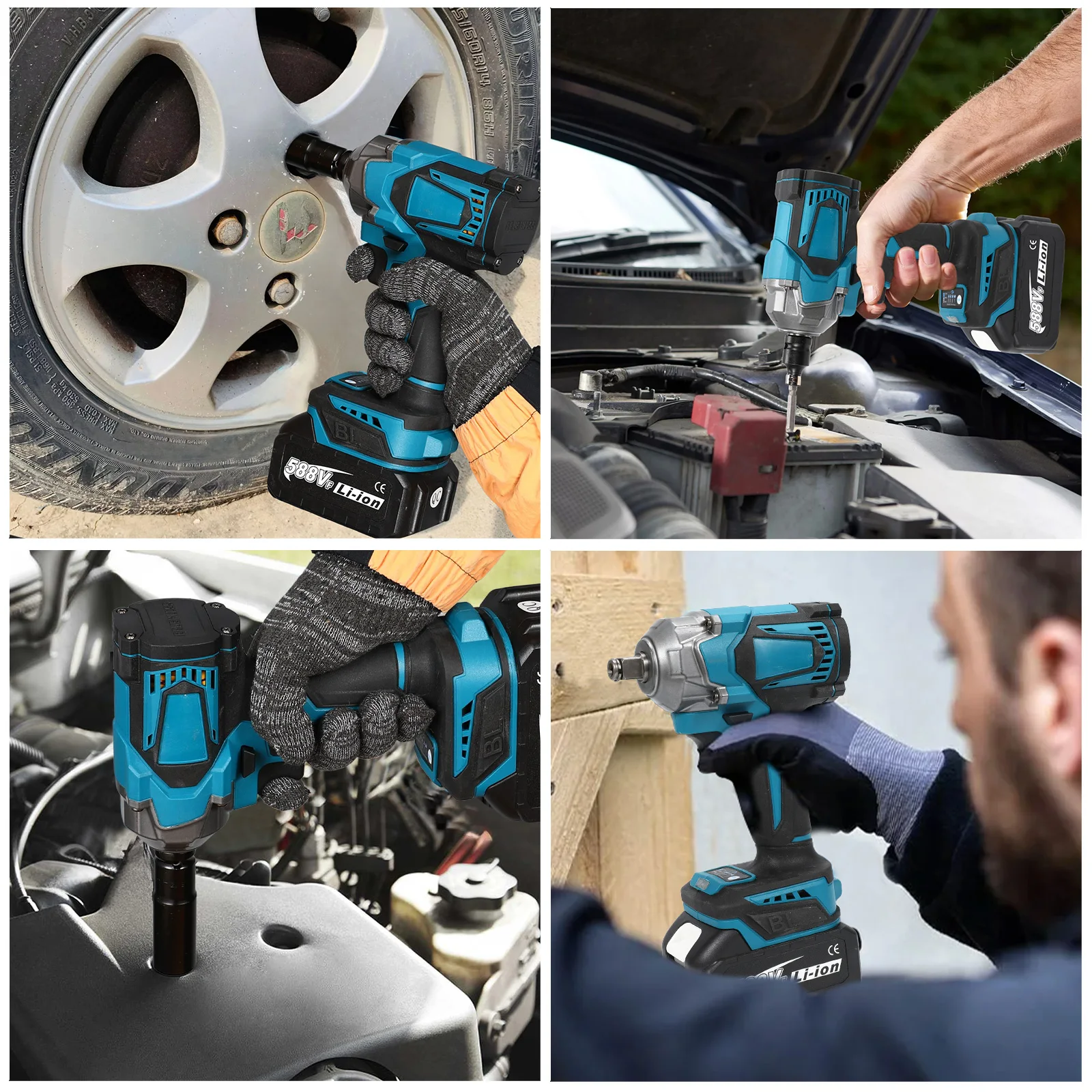 1200N.M Drehmoment Bürstenlosen Elektrischen Schlagschrauber 1/2 Zoll Cordless Elektrische Schlüssel Schraubendreher Werkzeuge Für Makita 18V Batterie Pins – Detail 2