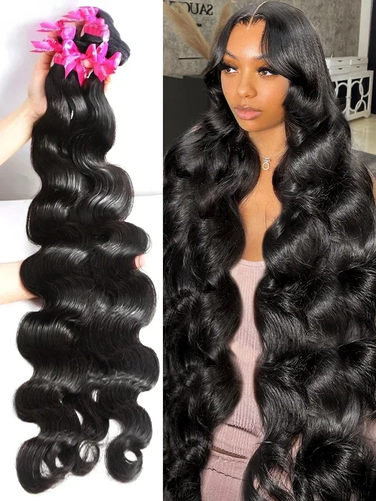 30 40 Inch Brazilian Remy Body Wave Weave Double Drawn 3 4 Bundles Raw Water Wave 100% Human Hair Weft Extension