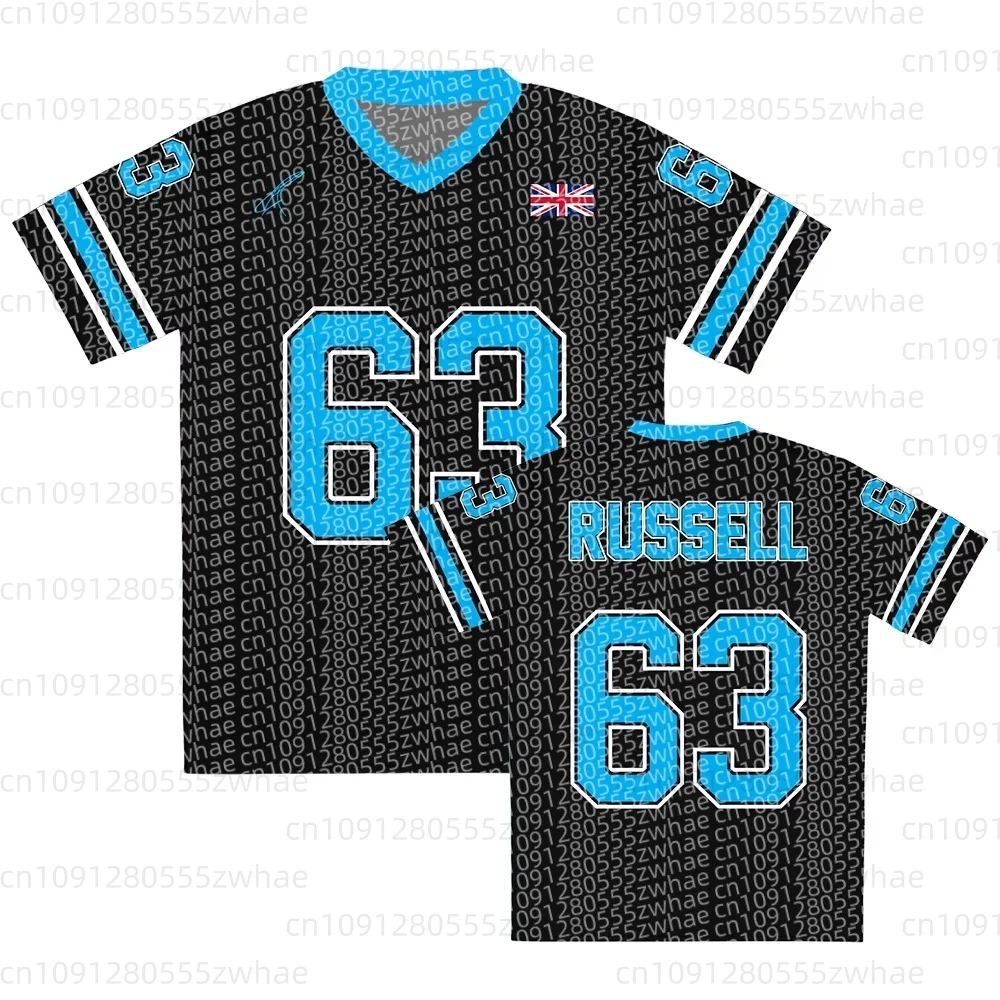 Camiseta con diseño de George 63 RUSSELL para piloto de carreras, camiseta unisex con diseño de 63, ropa de calle de verano con cuello en V, camiseta con estampado 3D para mujer