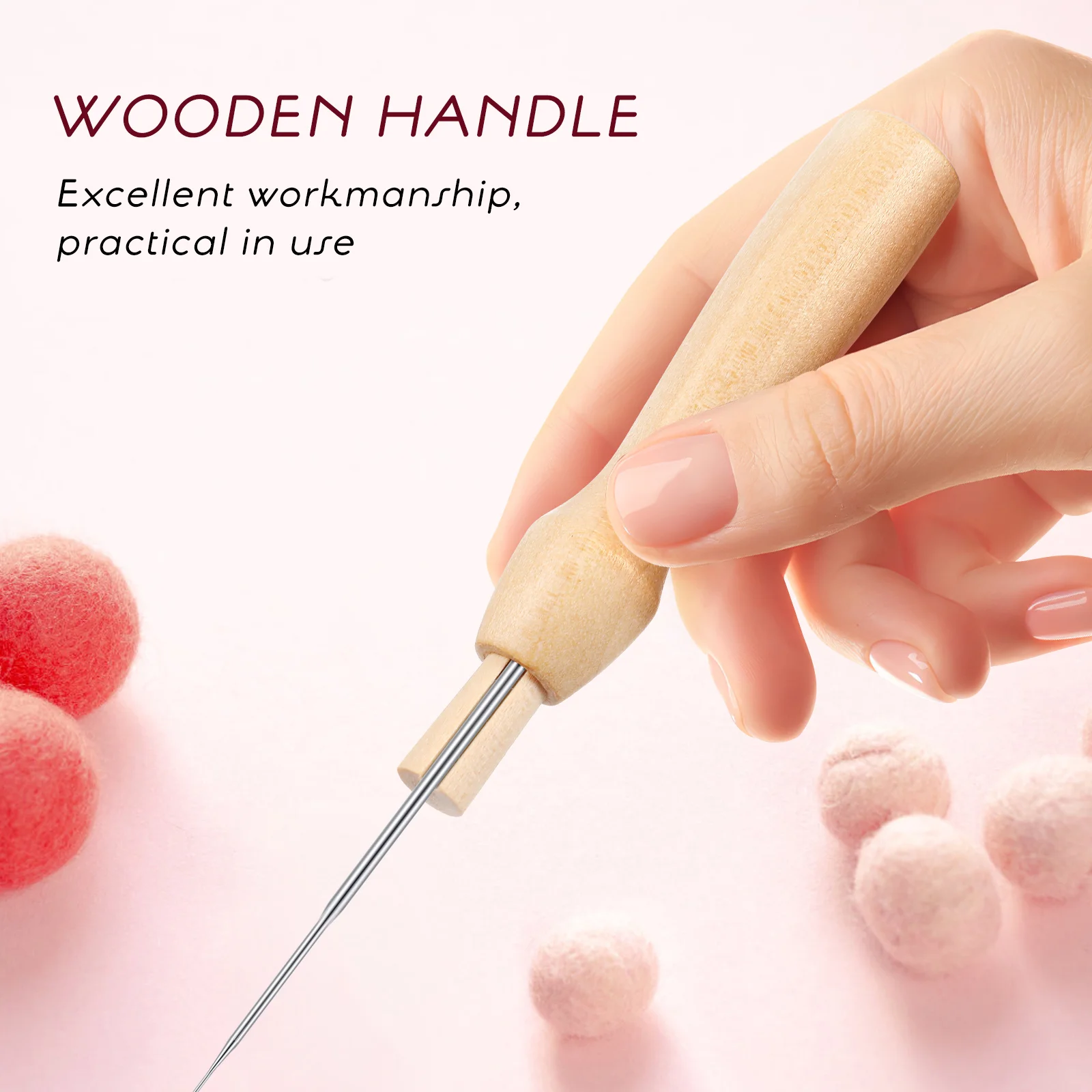 Wool Felt Tools Knitting Kit Needle Felting Supplies Lancet Needles Wood for Beginners