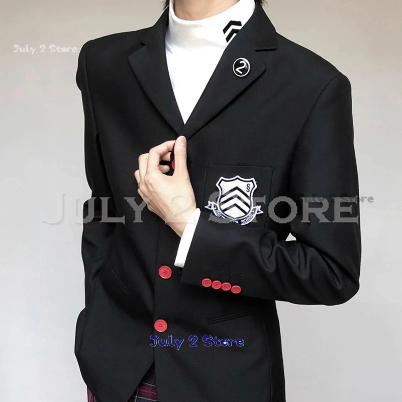 하이 퀄리티 페르소나 5 코스프레 코스튬 P5 Ren Amamiya Ren 남성용 정장, 할로윈 유니섹스 일본 재킷, 학교 DKUniforms