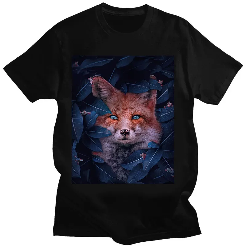 Leopard Lion Art T-shirts Jackal in The Leaves Animal Graphic T-shirt Casual Clothing Women Men Clothes Tees Tops