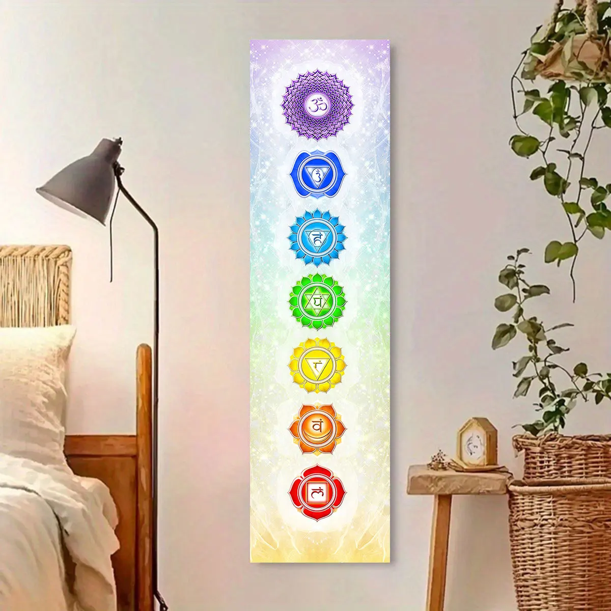 Colorful Mandala Chakra Rainbow Tapestry Wall Decor Hippie Bohemian Chakra Wall Hanging Vibrant Yoga Meditation Home Decor