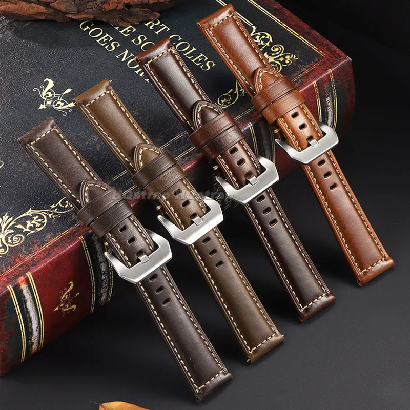 20 مللي متر 22 مللي متر 24 مللي متر 26 مللي متر الجلود حزام (استيك) ساعة ل Seiko خمر جلد البقر حزام لينة الرياضة مريحة سوار استبدال معصمه