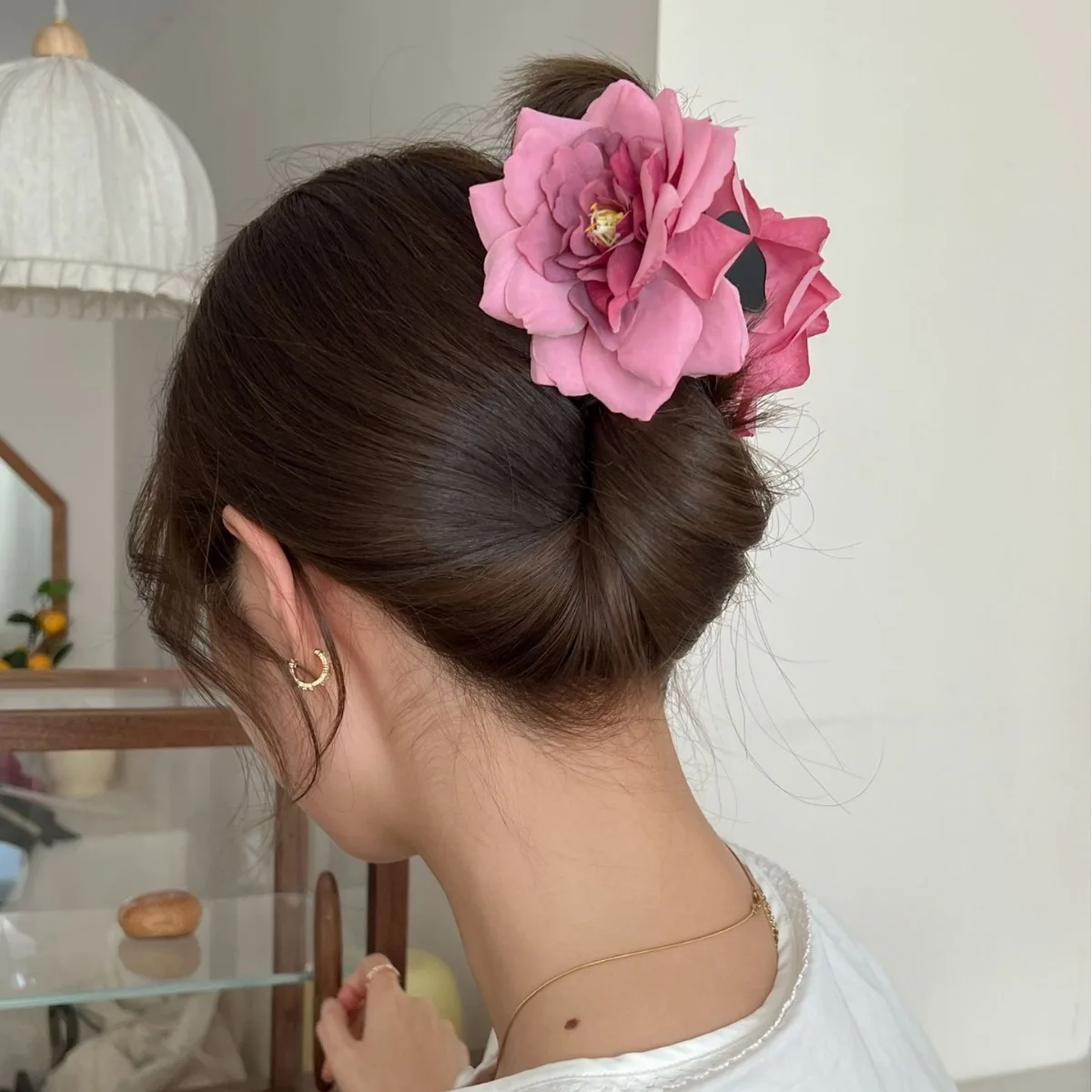 Diadème doux pour fille, pince à cheveux requin, fleur de rose sèche, pince à cheveux douce, accessoires à la mode, nouveau