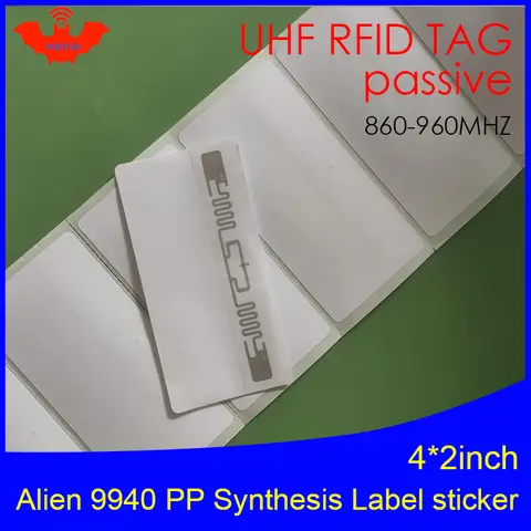 UHF RFID 태그 스티커, 외계인 9940 PP 합성 라벨, 915mhz 900mhz 868mhz Higgs3 EPCC1G2 6C 스마트 접착제 수동 RFID 태그 라벨