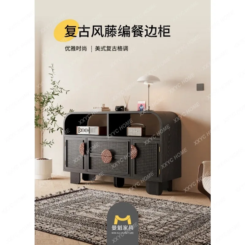 

SL12Medieval style solid wood dining side cabinet, living room new Chinese style low dining cabinet