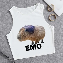 Emo capybara zbiornik najlepszy streetwear 2000s 90s krótki top dziewczyna cyber y2k bajki grunge gothic 2000s ubrania