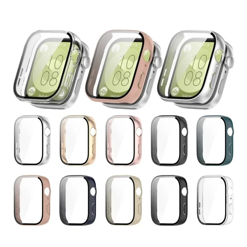 Funda de vidrio templado Scrub para Huawei Watch Fit 3, correa de reloj inteligente, cubierta protectora, parachoques, Protector de pantalla, marco de carcasa