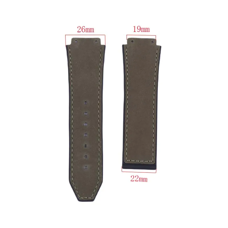 Accesorios para reloj, correa de reloj de cuero esmerilado compatible con Hublot Big Bang, pulsera deportiva de goma de 26x19mm