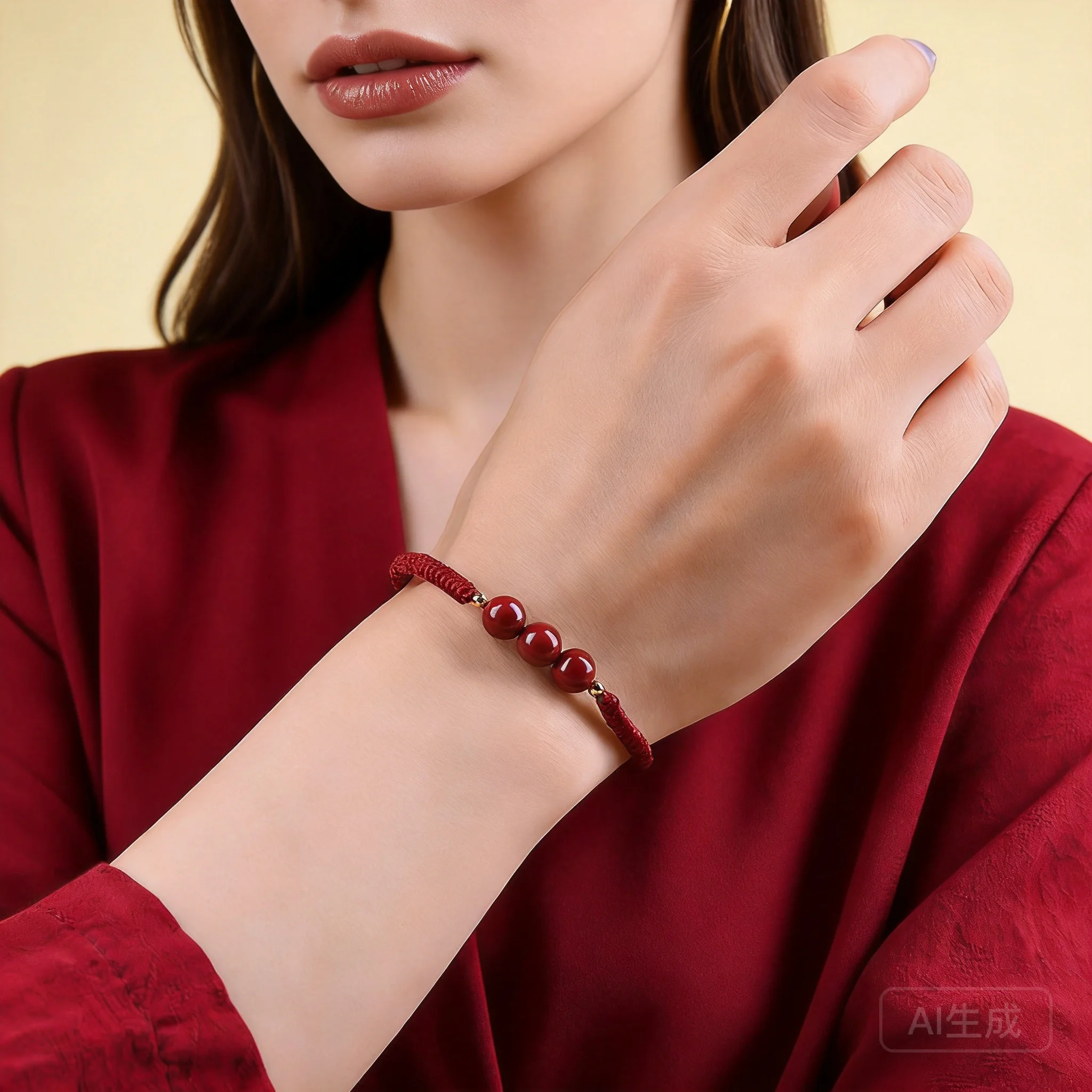 Chinese Traditional Lucky Cinnabar Beads Bracelet Handmade Vajra Knot Braided Rope For Women Men Blessing Good Luck Wealth Birth