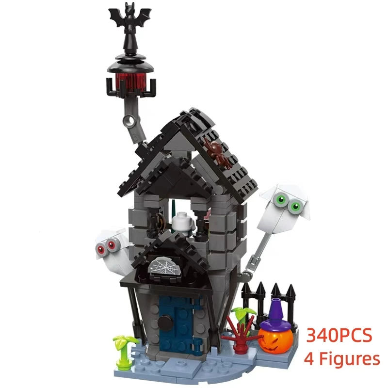 

340Pcs Halloween Pumpkin House Building Blocks City Kid Pumpkin Carriage Model Set Bricks Toys for Children Gift