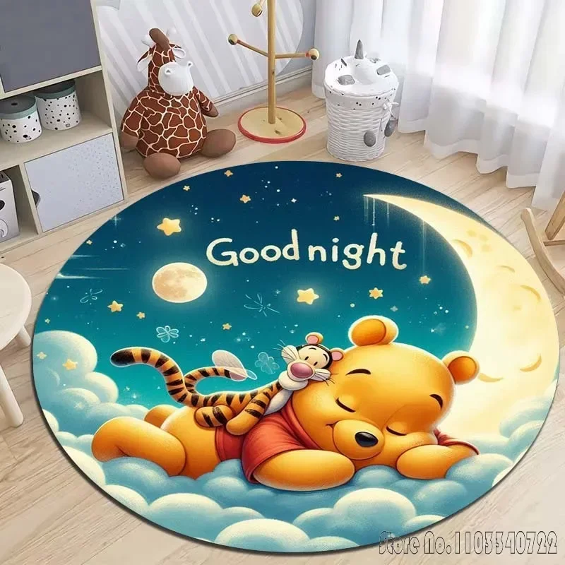 Winnie the Pooh Tigger พิมพ์พรมห้องนั่งเล่นโซฟาพรมพรมสัตว์เลี้ยงขนาดใหญ่นุ่มพรมกลมตกแต่งบ้านวันหยุดของขวัญ