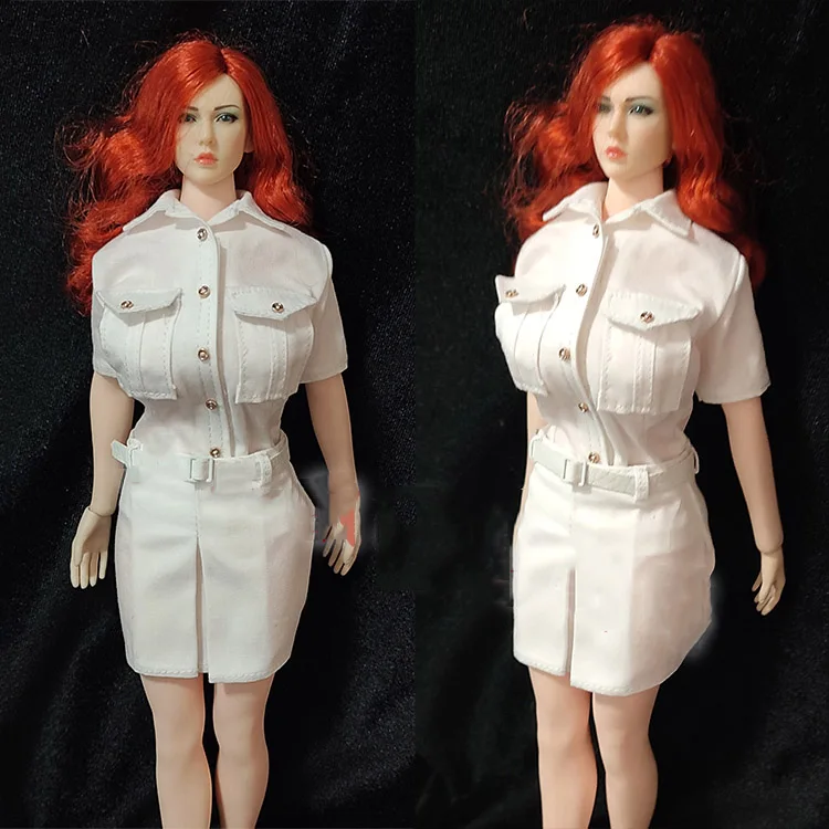 1/6 Scale Female Formal Suit White Short Sleeves Blouse and Mini Hip Skirt with Belt Clothing Accessories for 12