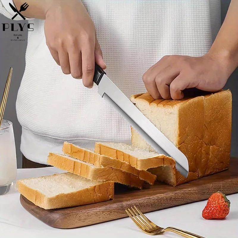 PLYS Bread Cutting Knife Fine Tooth Sandwich Baking Tools Toast Knife Extended Cake Serrated Knife