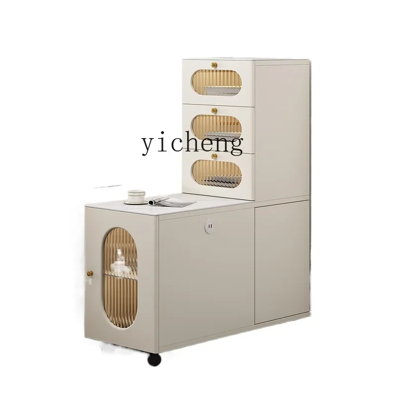 sofa side side side cabinet living room sofa rock slab storage cabinet light luxury premium table mobile coffee table