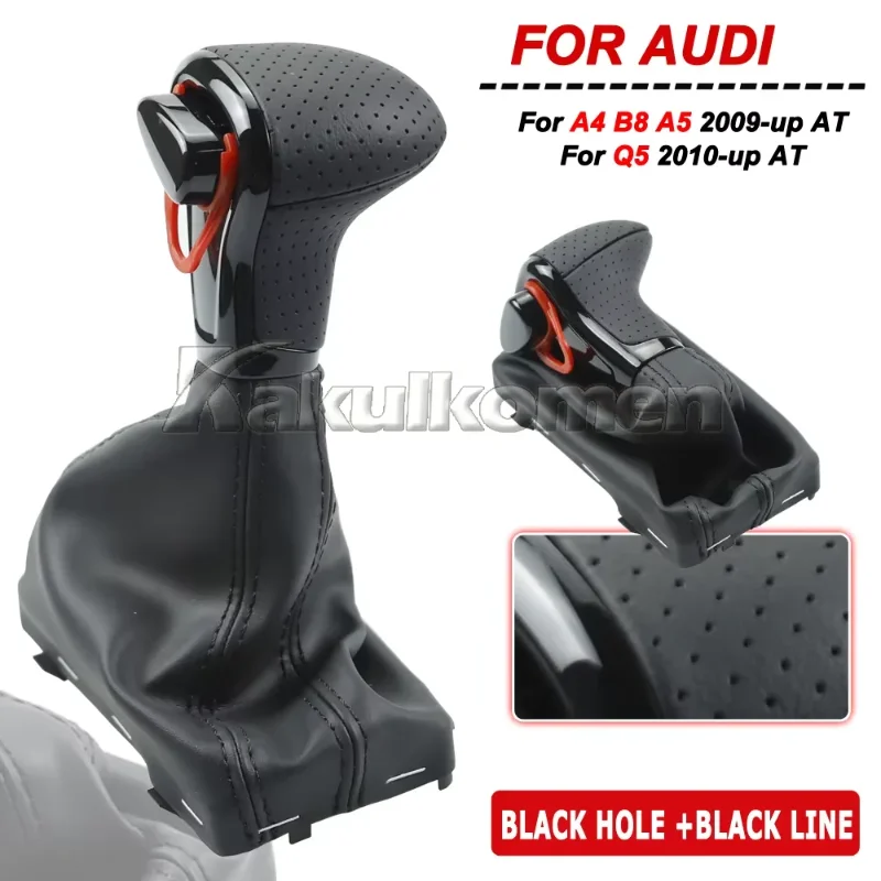 car Leather Automatic GEAR Shift Knob For Audi A4 B8 2009-up/A5 2008-up/Q5 2009-2015/A6 C6 2006-2011/A6L C7 2012-2018