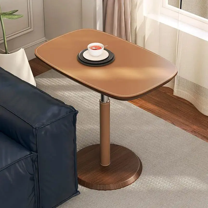 ss-Nordic Saddle Leather Living Room Can Be Raised and Rotated Light Coffee Tables Bedroom Bedside Storage Creative Tables