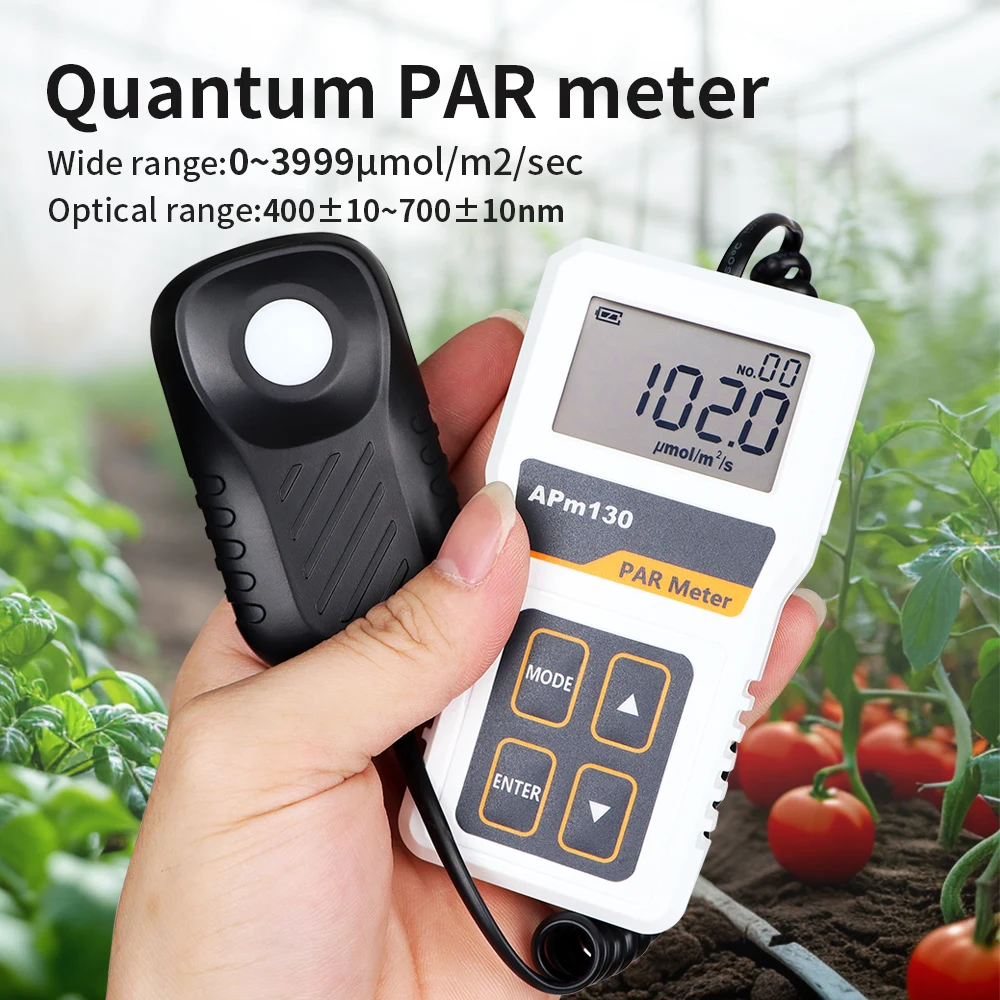 Digital PAR Meter APM130 High Precision Light Energy Meter PPFD Detection Light Intensity Measurement for Hydroponic Greenhouse