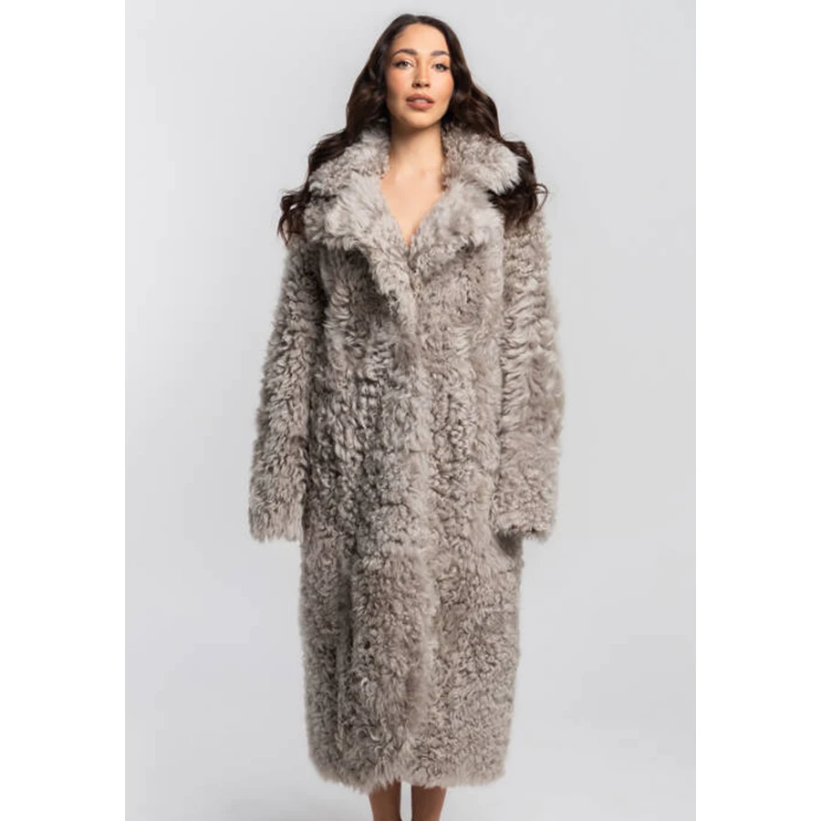 

Real Sheepskin Coat For Women Winter Jacket Natural Lambskin Fur Jackets Lapel Long Jackets Fashion Luxury New Arrivals