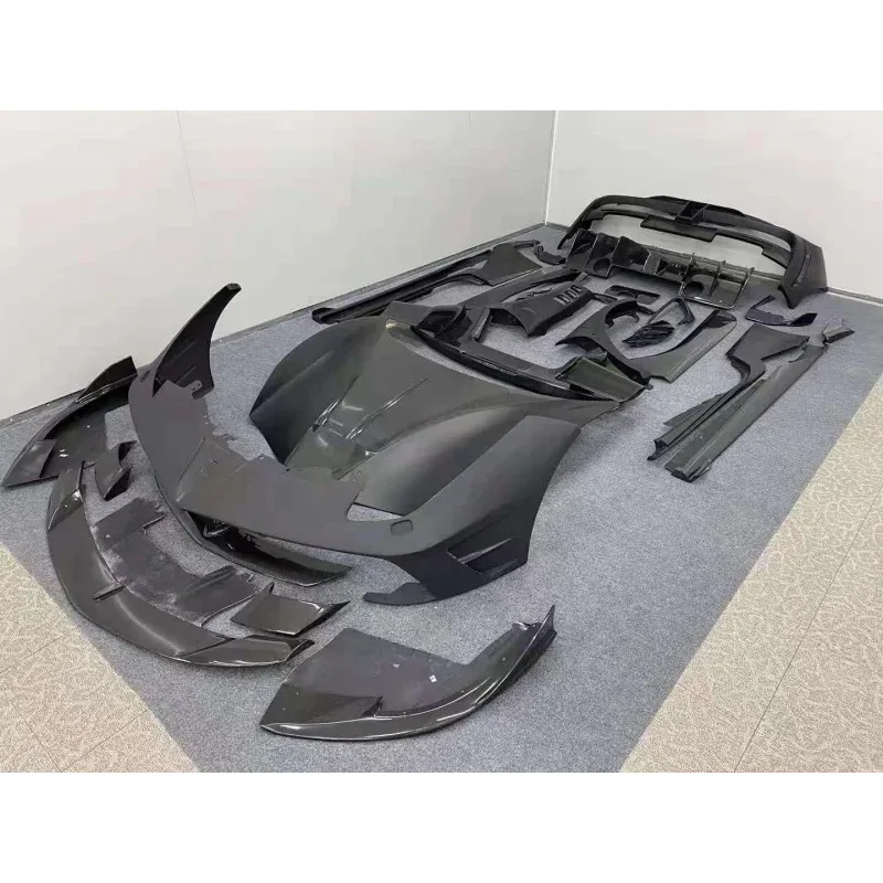 ApplicableFront Lip Spoiler Compatible for 488GTB FRP+CF Material Monsoy Style Front Rear Bumper Spoiler Side Skirts Engine Hood