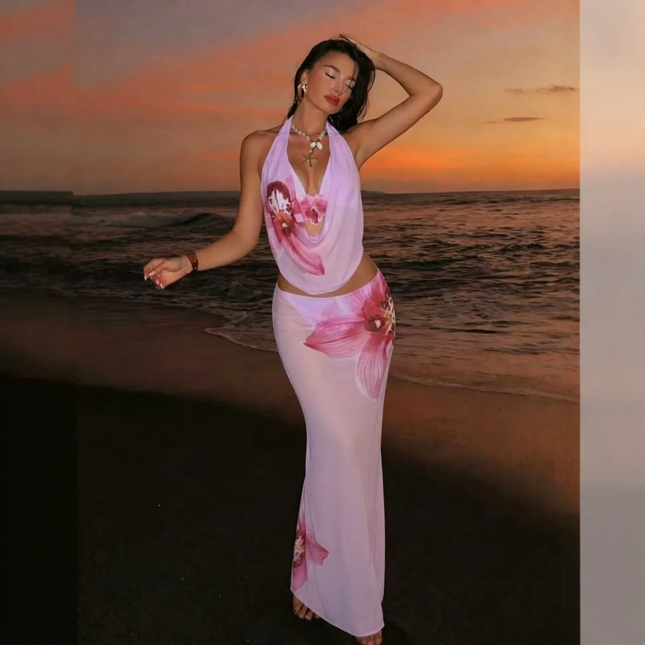 

Sexy Wrap Bikini Set High Waisted Triangle Top with Print Skirt Cute Sultry Two Piece Swimwear for Beach Vacation Summer 2026