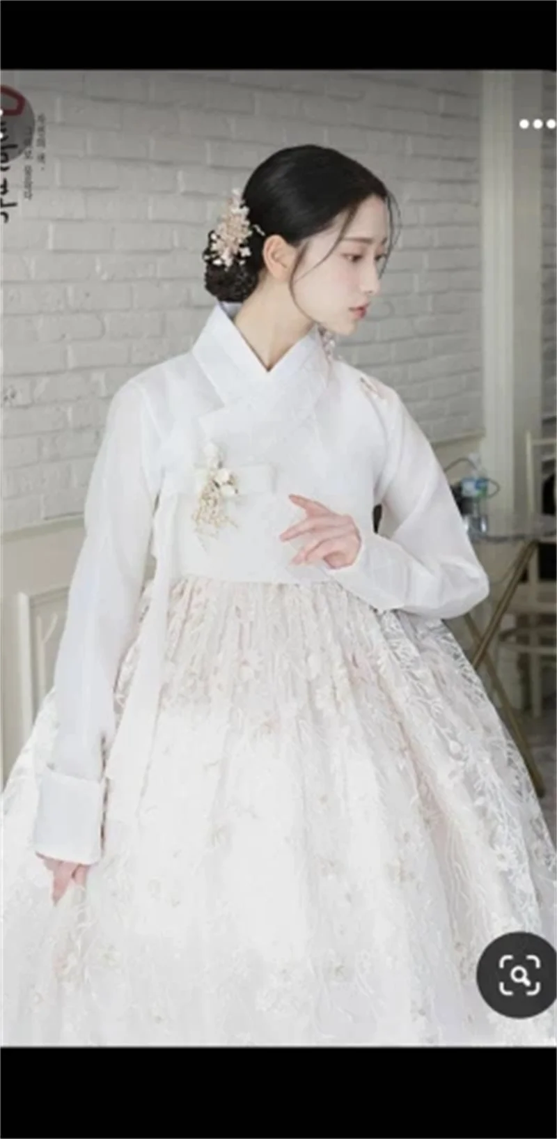 LISM Vintage A-Line Hanok Wedding Dresses Korea Photo Shoot Long Sleeves V-Neck Organza Bridal Gowns Formal Occasion Dress 2024