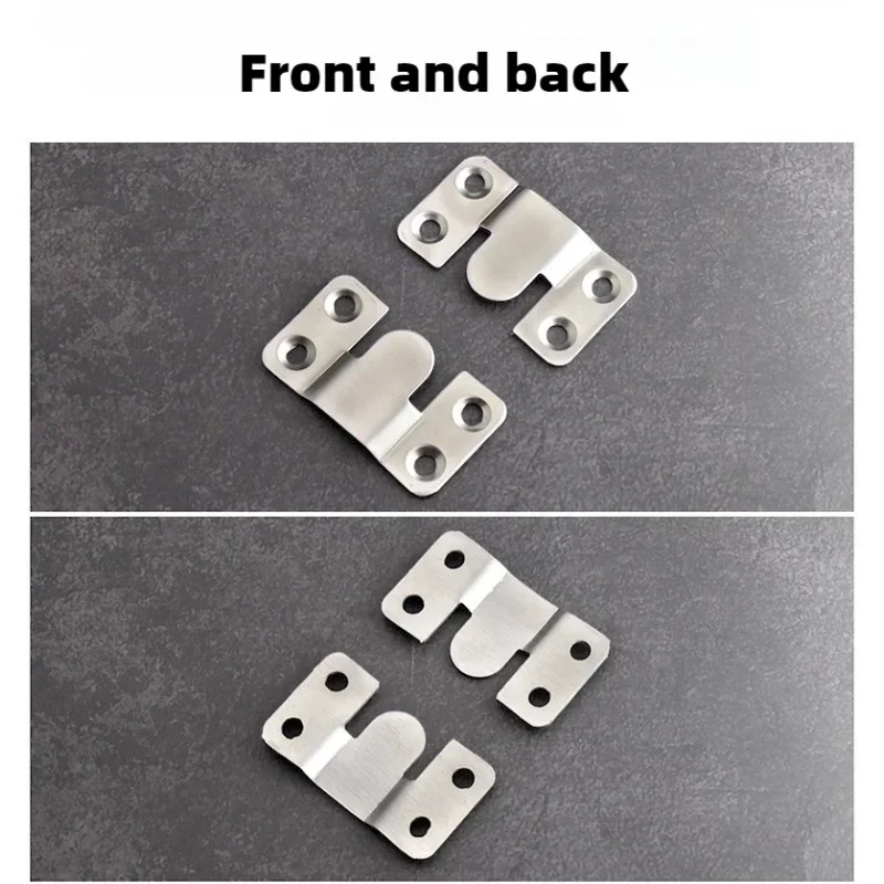 2Pairs Stainless steel Flush Mount Bracket Interlock Hanging Buckle Wall Picture Frame Hanger Display Photo Frames Hooks