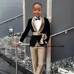 Boys Suit 2 Piece Set Velvet Black Jacket Formal Party Dress Kids Fashion Outfit Wedding Customized Blazer