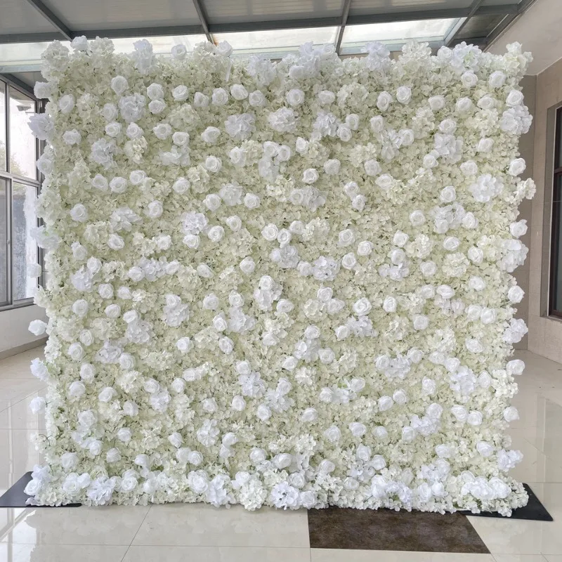 

White flower wall background wall artificial simulation flower fake flower wall wedding decoration hotel set bottom simulation