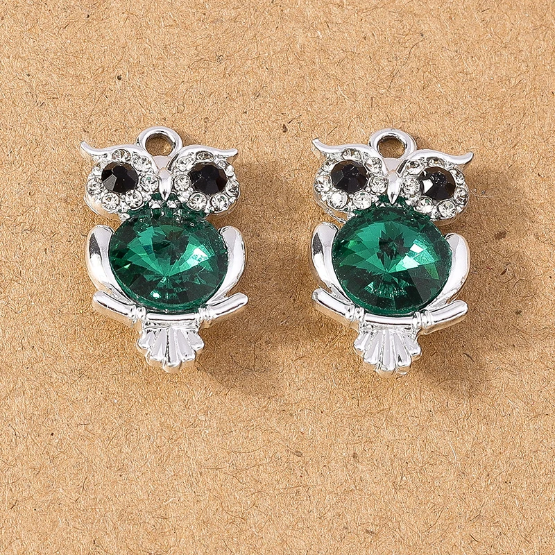10pcs Cute Crystal Owl Charms for DIY Crafting