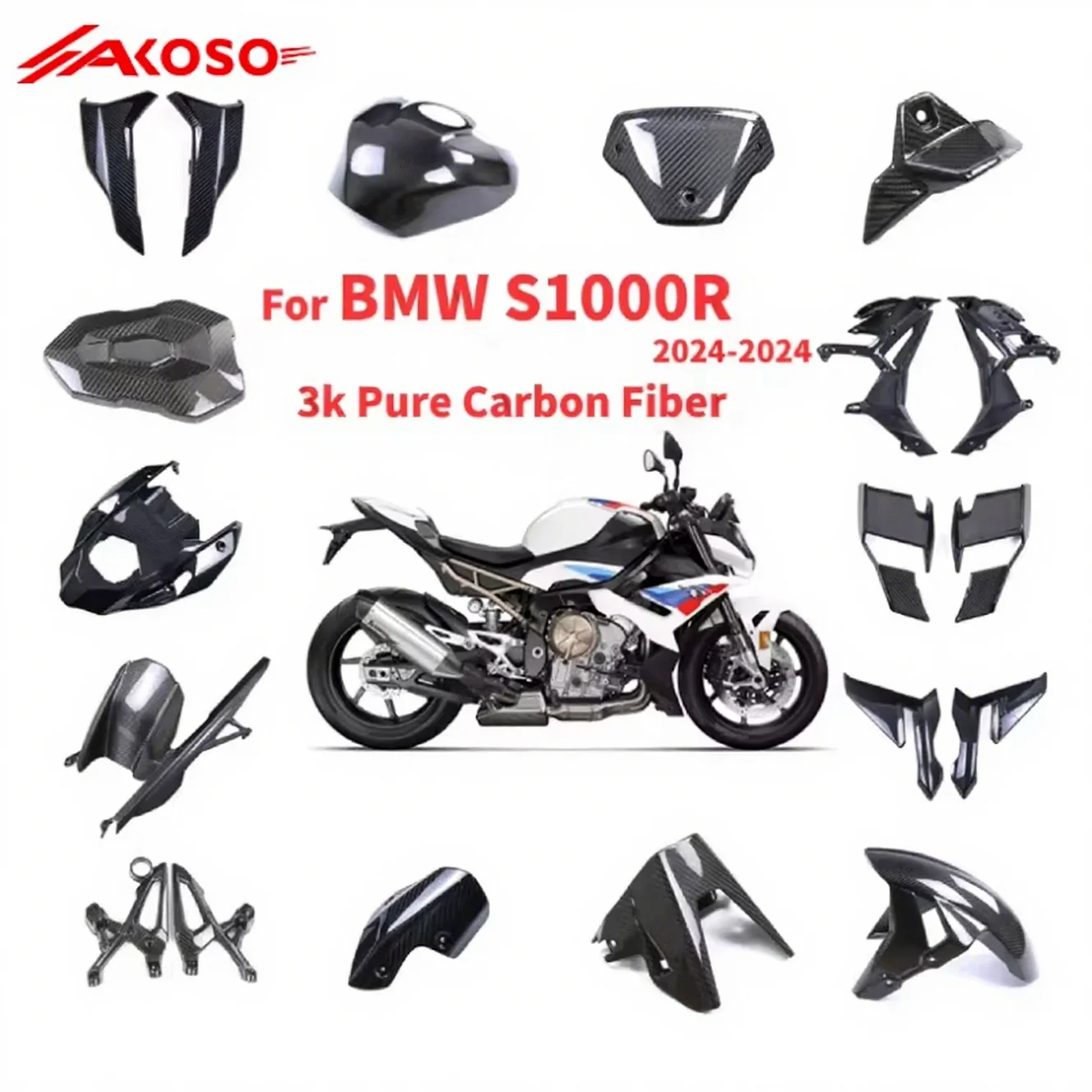 

For BMW S1000R 2021-2024 Motorcycle Accessories Carbon Fiber Fender Winglets Fairing Kit Fuel Tank Guard