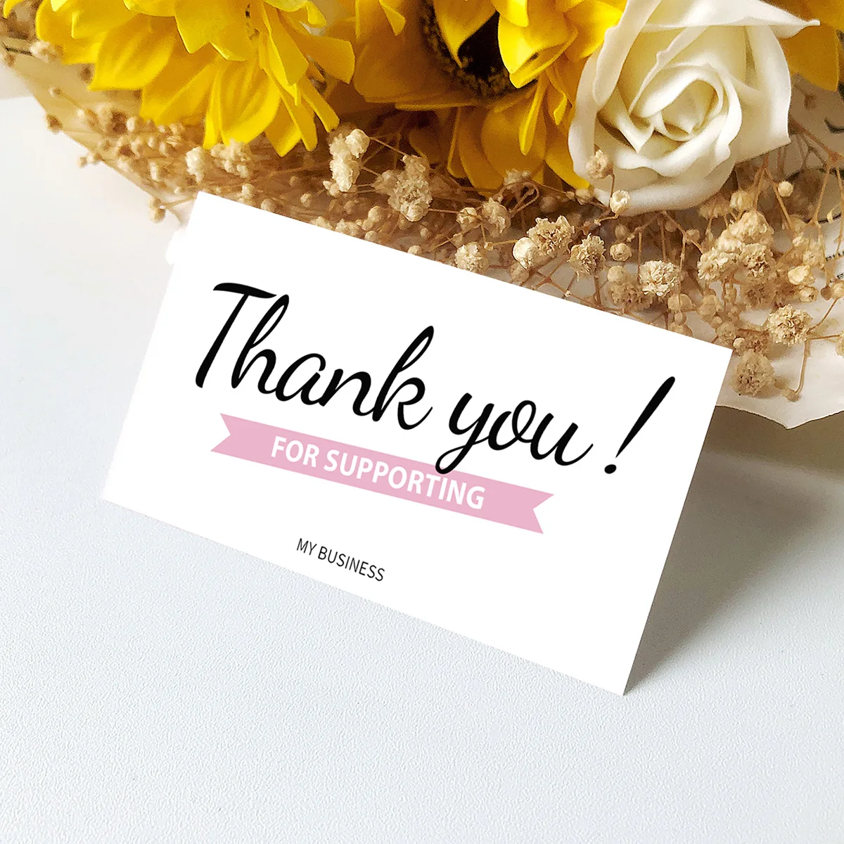 50pc 3.5x1.9inch Thank You Cards for Supporting My Small Business,Thank You Card Commercial Decoration Label for Gift Packaging