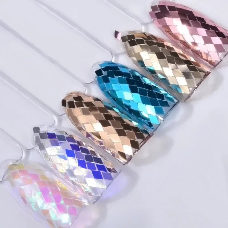 6 pezzi adesivi con paillette a rombo con paillettes glitter per unghie con diamanti scintillanti ultrasottili per la polvere di punte di decorazione di nail art