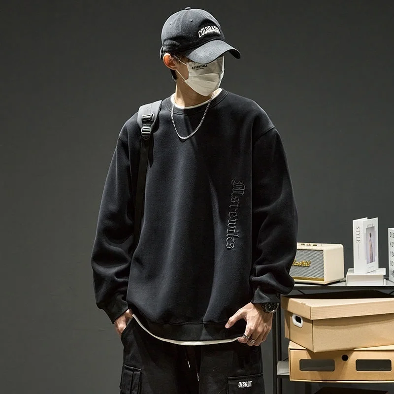 

Мужские худи без капюшона оверсайз, унисекс, без гендерной привязки, простой повседневный современный городской стиль, минималистичный, лаконичный, однотонный, для фитнеса