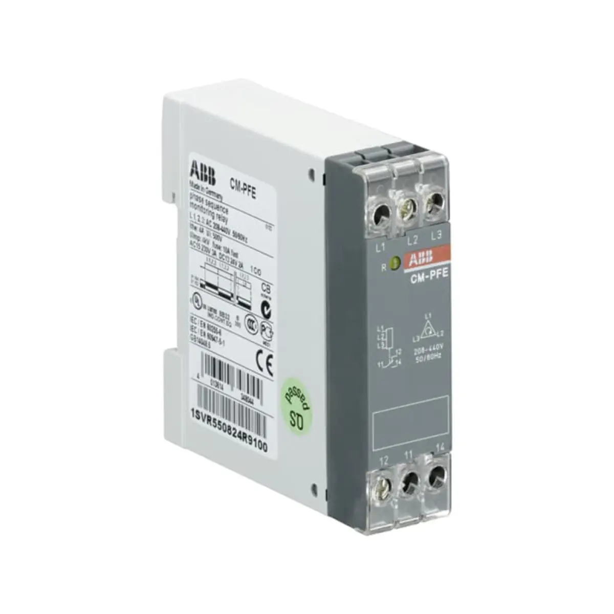 

Three-phase monitoring relay CM-PFE , phase seq, 1 c/o, 208-440VAC 10012574 1SVR550824R9100 208-440VAC