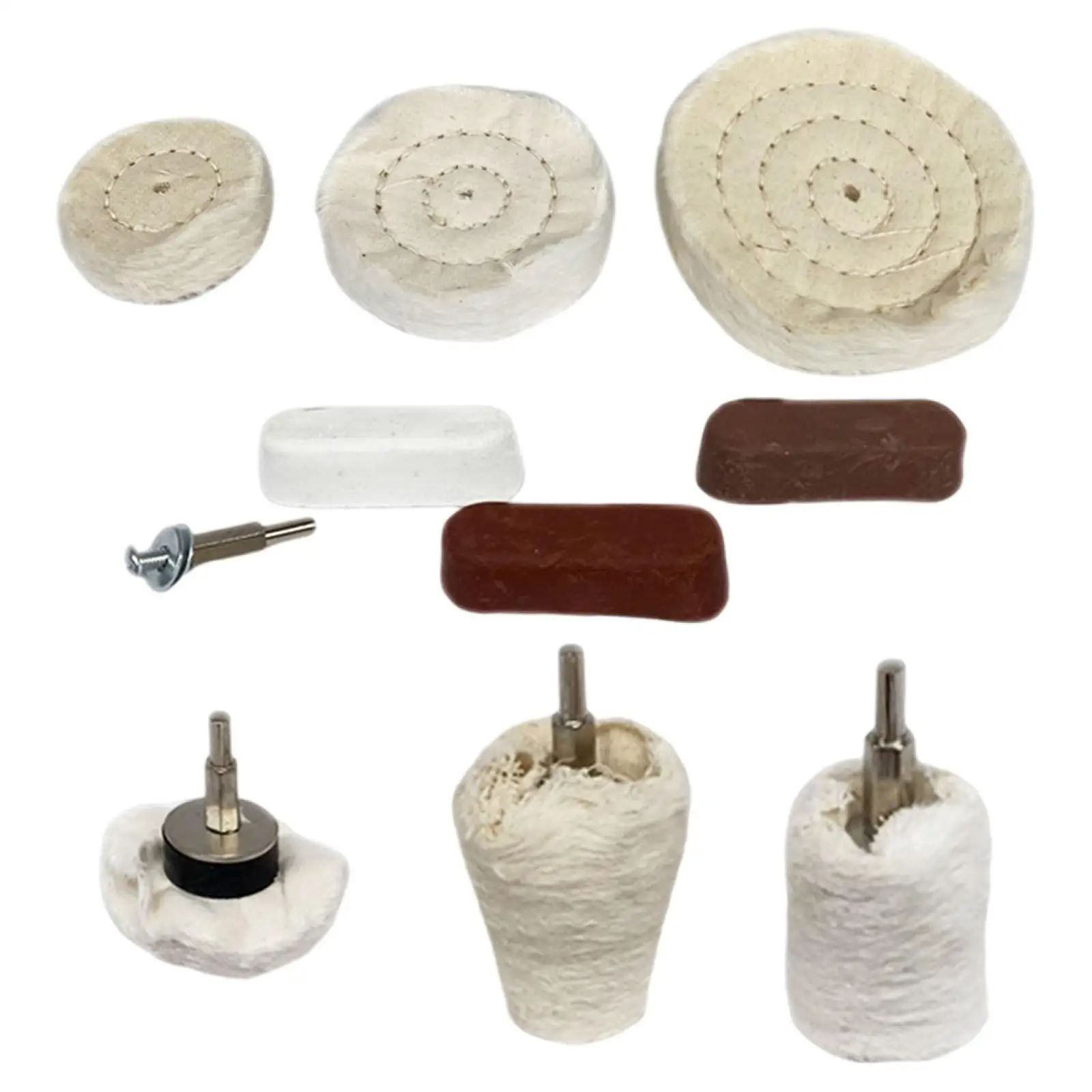 10-teiliges Polier- und Polierpad, Mopp-Rad-Set, 1/4 Zoll Griff, Rad-Puffer-Pad für Auto-Poliergerät-Set, Edelstahl, Holz, Kunststoff