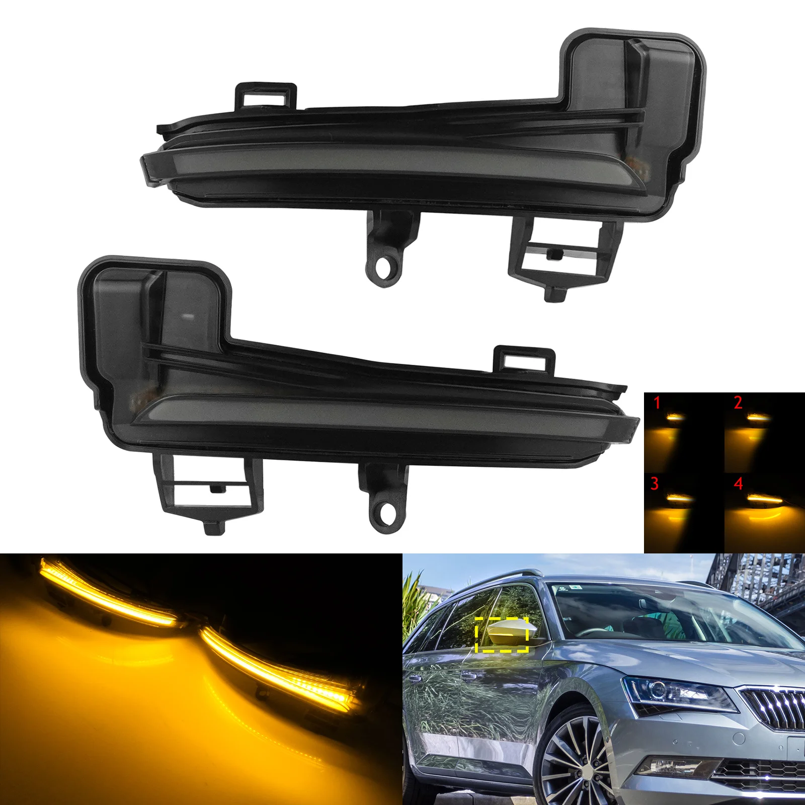 For Skoda Superb MK3 III 2015-20 Dynamic LED Wing Mirror Turn Signal Indicator Light