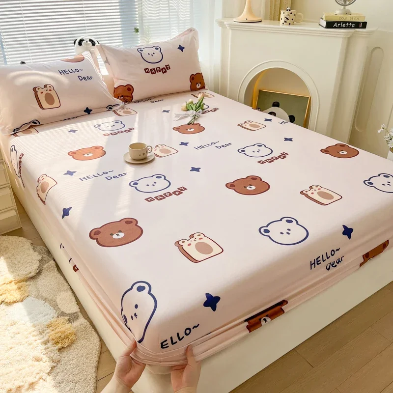 

1pc Cartoon Style Fitted Sheet Printed Bed Cover Breathable Bed Linen Adults Kids Bedsheets sabanas para cama (No Pillowcase)