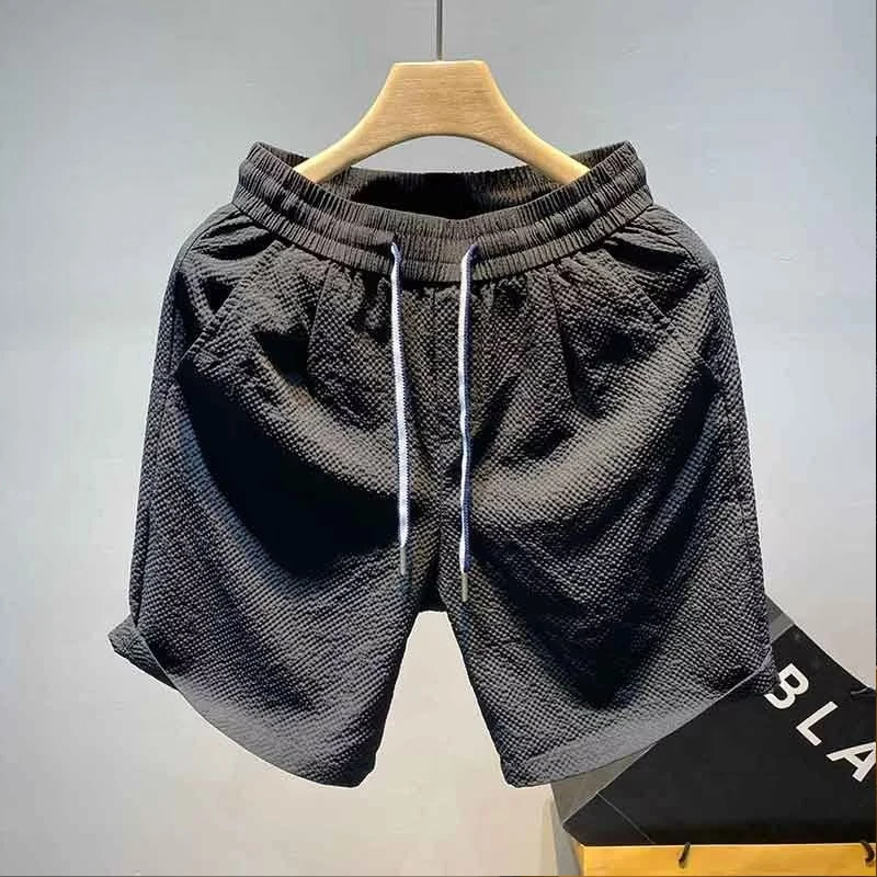 

Sports Fitness Training Shorts Men Summer Casual Drawstring Tie-up Waist Loose Beach Shorts Leisure Solid Color Mens Short Pant