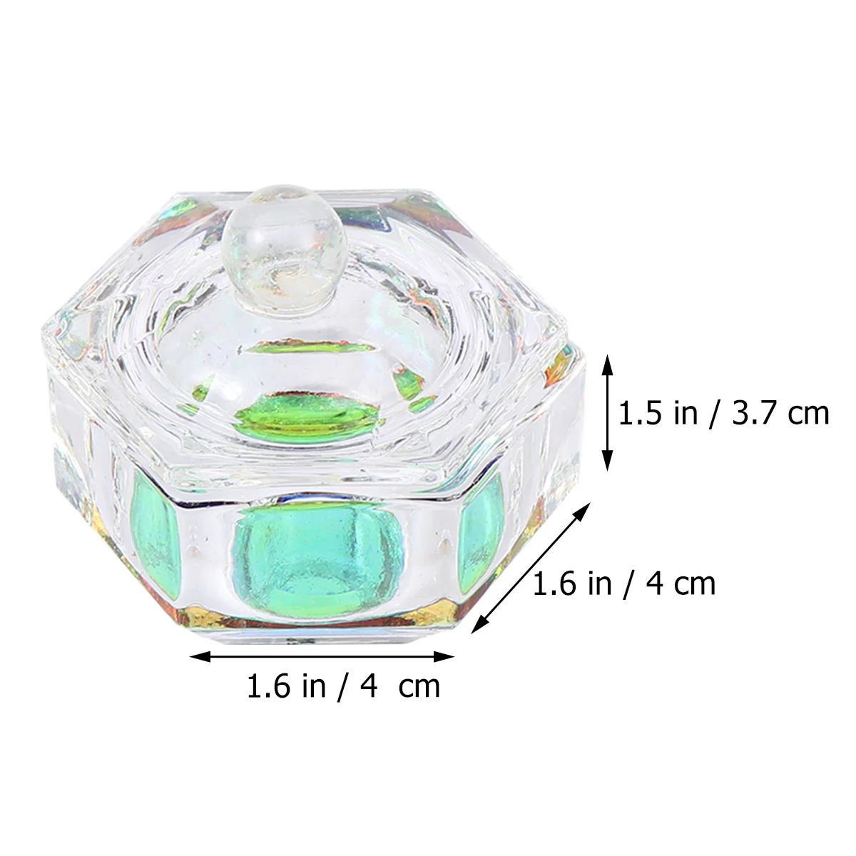 ถ้วยแก้วคริสตัลทรงแปดเหลี่ยมสำหรับผสมผงอะคริลิกและน้ำยาทำเล็บ 2 ชิ้น สำหรับใช้ในร้านเสริมสวยหรือที่บ้าน