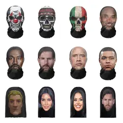European American Skull Eagle Wolf Full Face Mask Kobe James Mock Hat unisex 3D Bandana Face Cover Head Scarf Headband Headwear