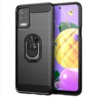 Capa For LG K52 Q52 K62+ Brushed Carbon Fiber Soft Silicone Case For LG lg k62 q62 LG K62 Plus Magnetic Ring Stand Cover