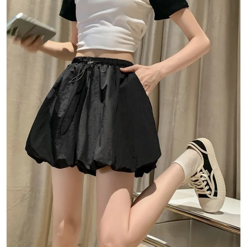 Fashion Thin Elastic Waist Shorts Summer New Solid Color Loose All-match A-line Wide Leg Shorts Casual Trend Women Clothing