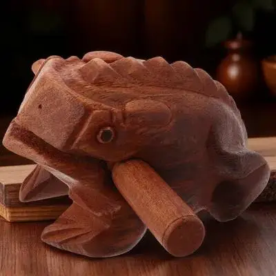 

1 Set Frog Guiro Instrument Wooden Frog Percussion Wood Animal Musical Instruments Small Desk Ornament Decor For Halloween Shelf
