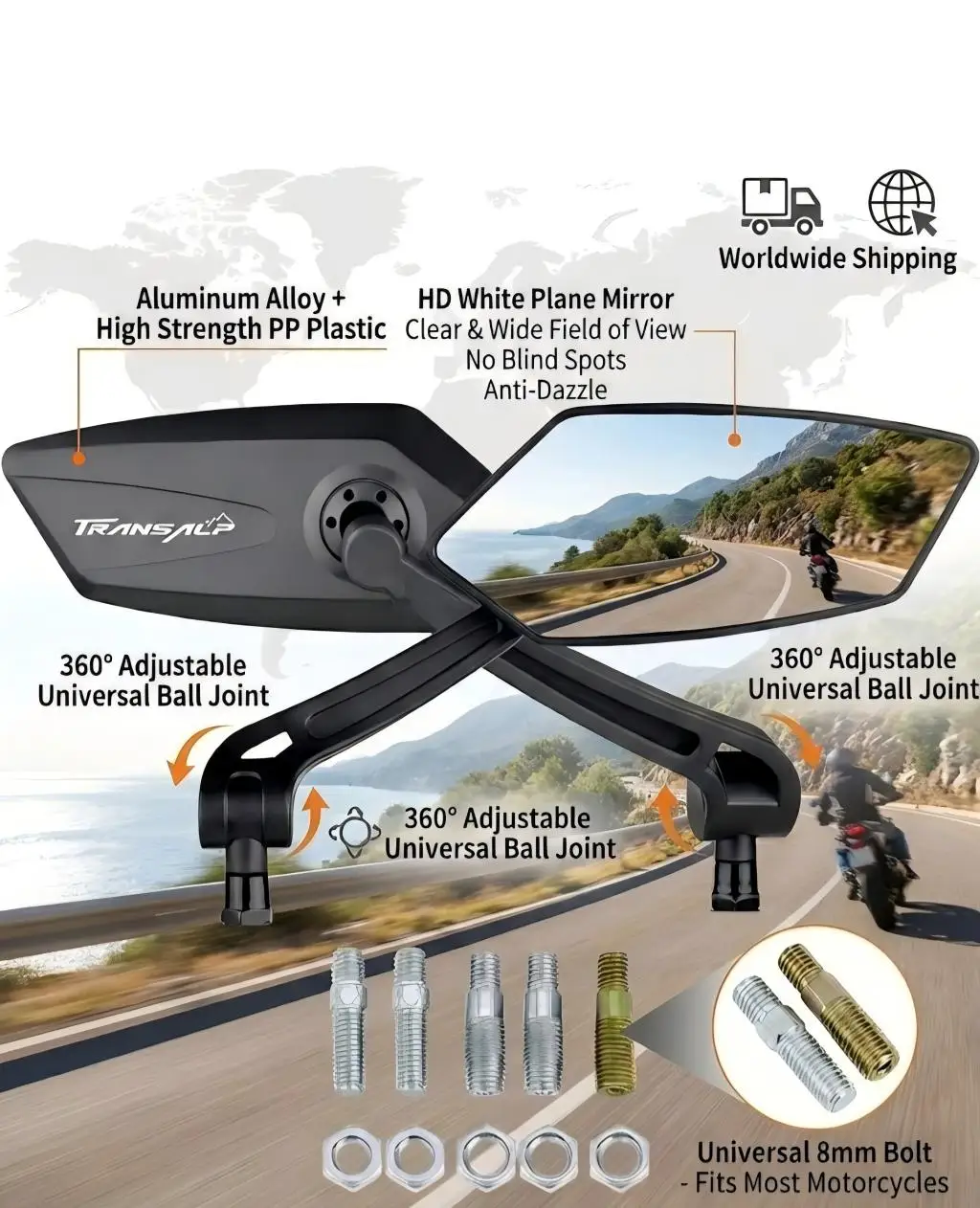

Motorcycle Rear view Mirrors For XL750 Transalp 600V XL650V 700V XL750 2023 2024 Adjustable Rear view Side Mirrors Accessories