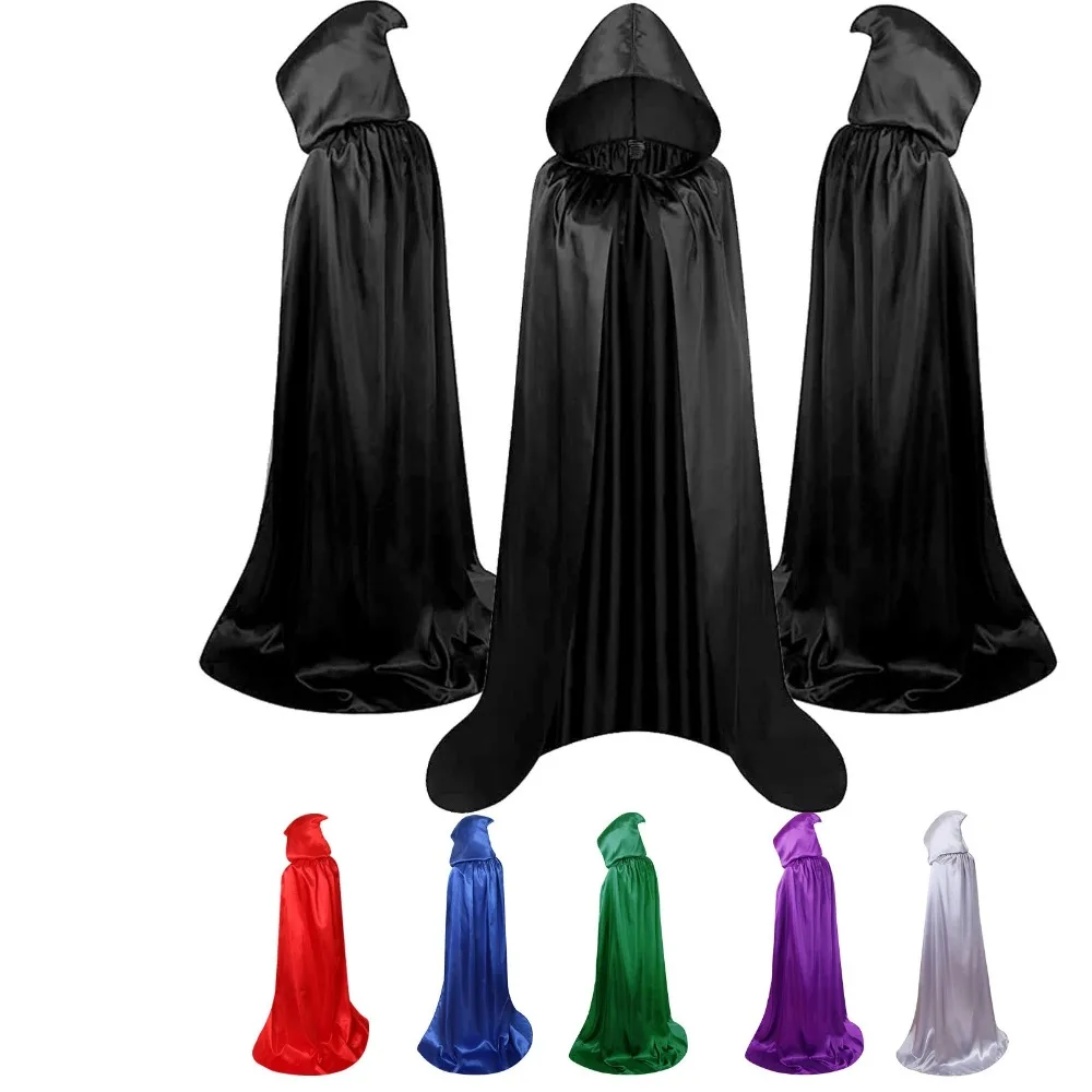 

Halloween Castle Death God Hooded Robe Costume Prop Color Silk Cloth Children Adults Cloak for Special Occasions and Roles