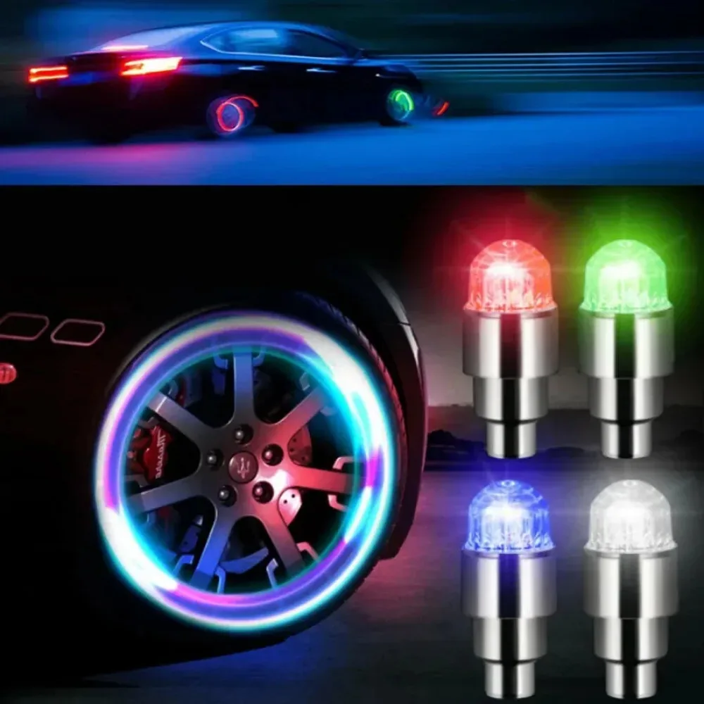 

1pc Auto Wheel Tire Valve Decoration Lamp Car Wheel Stem Cap Light LED Flash Lamp Battery Car Motorcycle Tyre Exterior Accessory