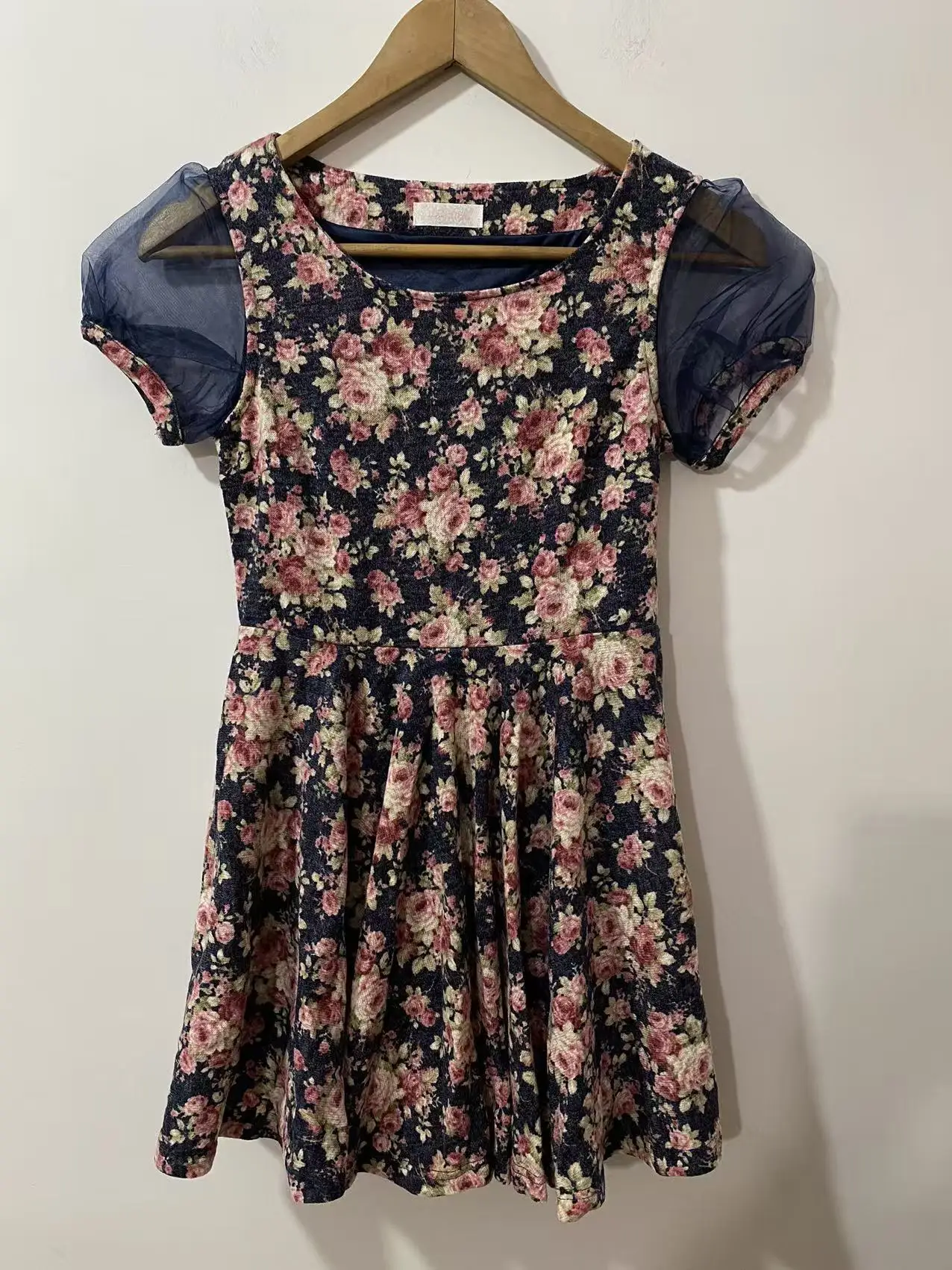 Vendas Japonesas Liz Lisa Floral Impresso Malha Organza Manga Curta Mini Vestidos